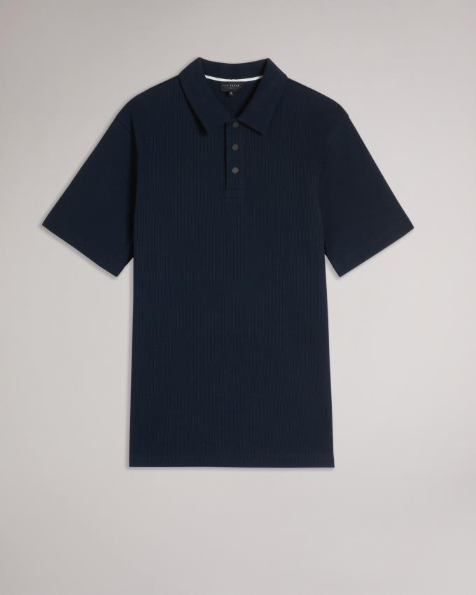 Polo Ted Baker Short Sleeve Regular Fit Textured Bleu Marine Homme | LEK-75167298